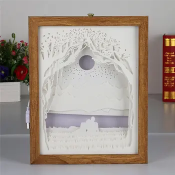 

Couple Light Shadow Paper Carved Lights Diy Creative Remote Control Small Night Lamp 3D Room Table Lighting Birthday Gifts #4J18
