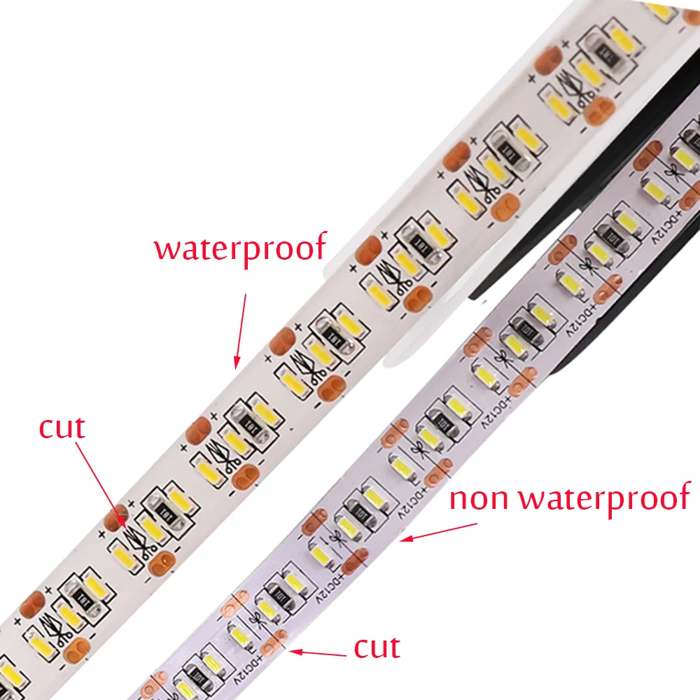 Ультра яркая SMD 3014 Светодиодная лента с разъемом постоянного тока 204 светодиодный/м 12 В постоянного тока холодный теплый белый водонепроницаемый гибкий светодиодный светильник 5 м