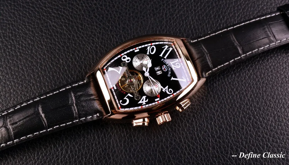 Forsining Orologio da uomo con display data e mese, cassa in oro rosa, orologio automatico di lusso di marca superiore, orologio da uomo casual._voghion.com