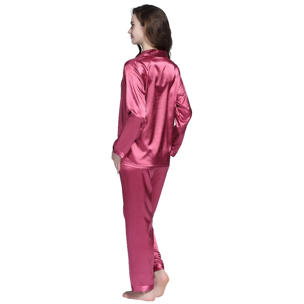 Новое Прибытие женщин Классический Пятен Шелковый Пижамы Установить Ночную Рубашку Дамы Досуг Стиль Для Женщин Сплошной Цвет Пижамы Дома пижама