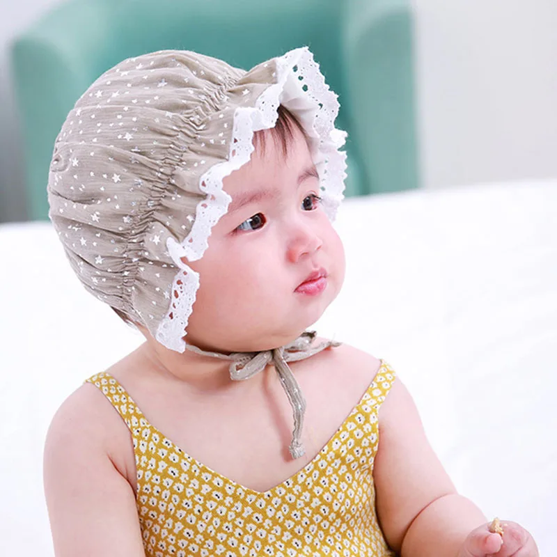 Принцесса новорожденных шляпка для девочки кружева сверкающие звезды Детская шляпа Enfant Летняя Детская кепка для детей 0-2 лет белый/кофе