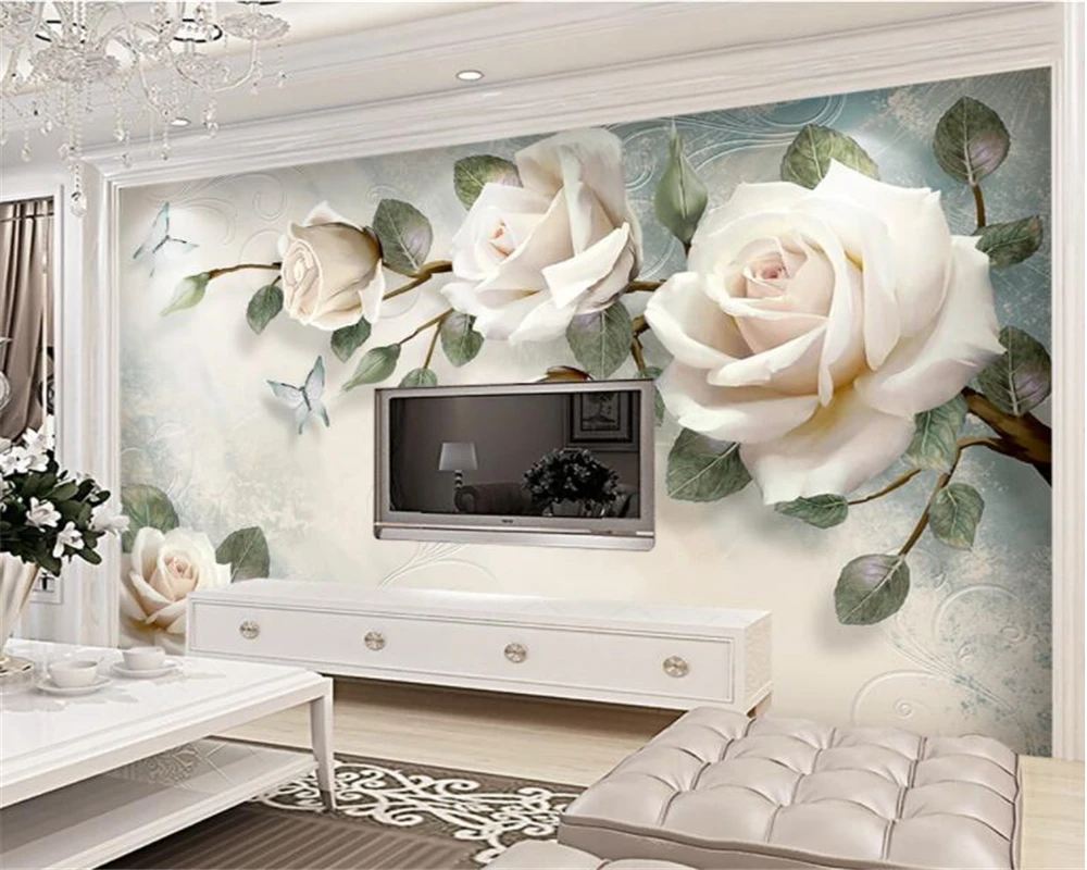 Beibehang Custom wallpaper mural modern hand painted flowers European style TV backgrounds wall living room bedroom 3d wallpaper Beibehang Custom wallpaper mural modern hand painted flowers European style TV backgrounds wall living room bedroom 3d wallpaper