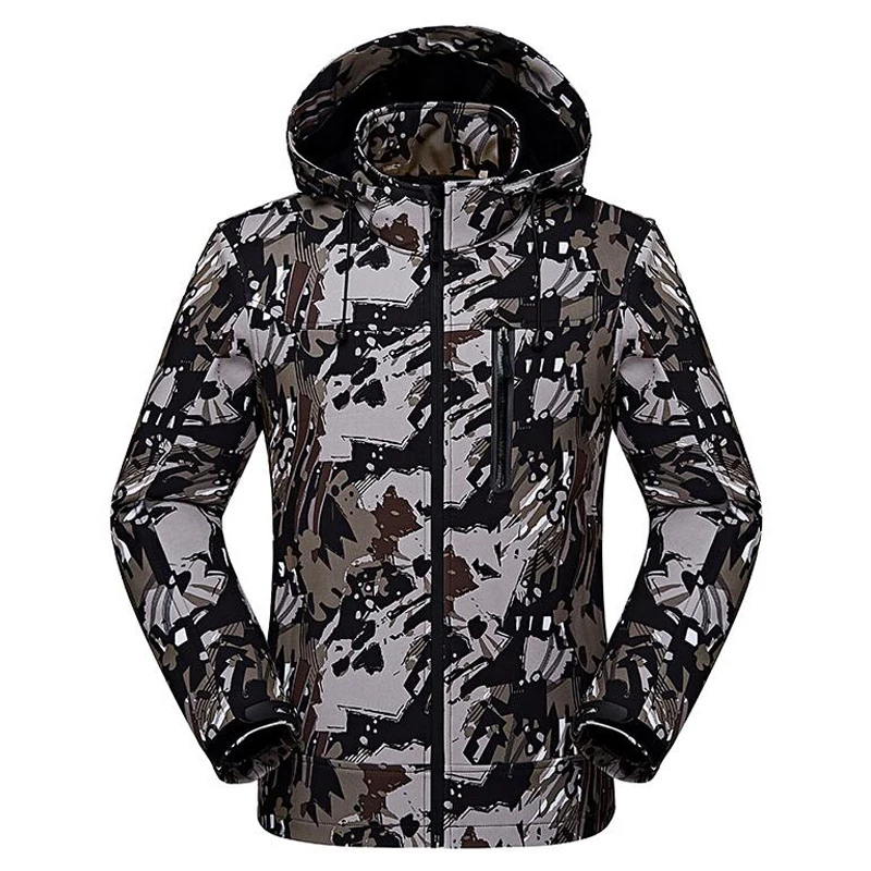 

Soft Shell Assault Clothing Male Camouflage Warm Fleece Spring Autumn Thin Jacket Men Waterproof Windbreaker Hooded Outwear Coat