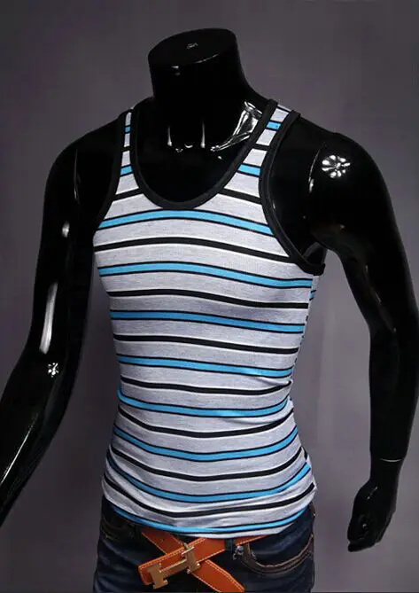 summer style New Fashion Men Cotton Vest Stripe Tank Top