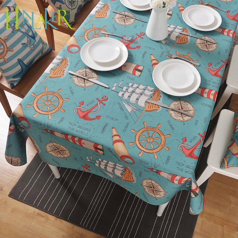 Honlaker Mediterranean Retro Tablecloth Thickening Cotton Linen Decorative Table Cloth