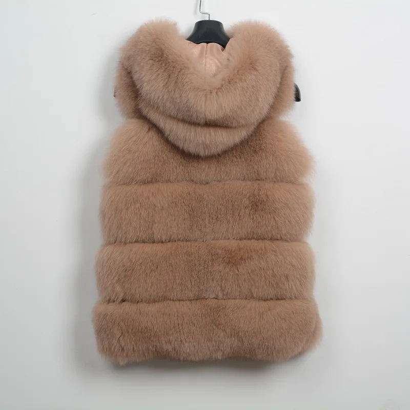 Jancoco Max 2019 жилет с капюшоном из натурального лисьего меха женский зимний для