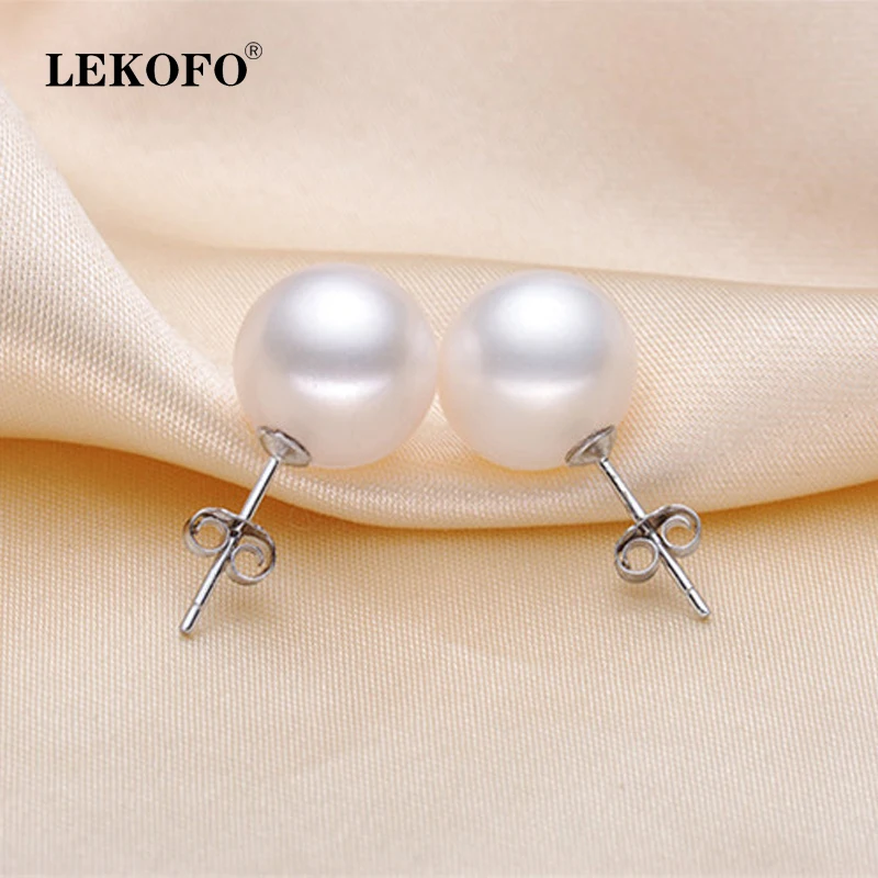 

LEKOFO Elegant High Quality Pearl Earrings Fashion Jewelry Accessories Silver-Color Perlas Stud Earrings Women