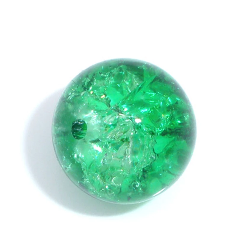

Doreen Box Glass Green Loose Beads Round Crackle Fashion DIY Findings About 10mm( 3/8") Dia, Hole: Approx 1.4mm, 50 PCs