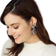 Jujia 2 цвета Новые Модные женские заявление кристалл стад Серьги для Женская мода серьги с фабрики женщины ювелирные изделия