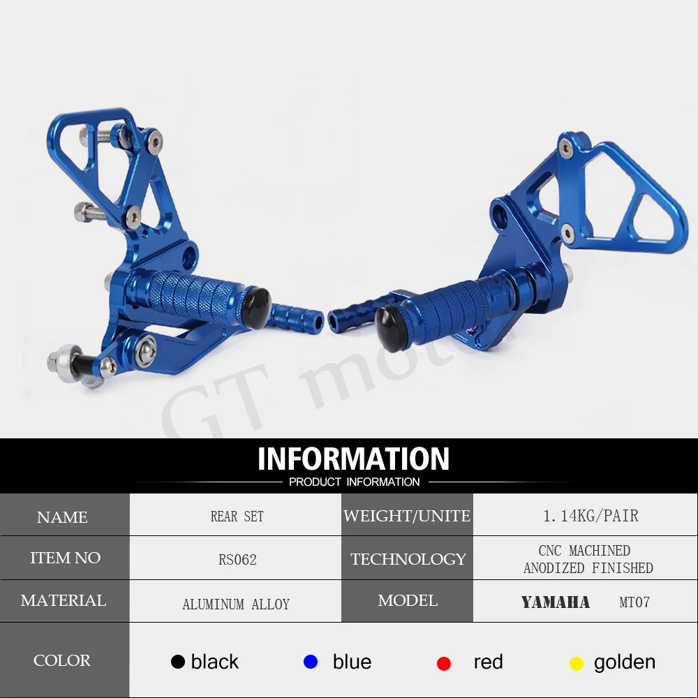 GT мотор полный CNC алюминиевый мотоцикл задний комплект для YAMAHA MT07 MT 07|rear set|motorcycle