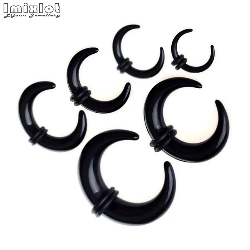 

12pcs Acrylic C Shape Ear Plugs Tunnels Ear Tapers Stretching Plugs And Tunnel Expanders Body Piercing Jewelry 2/3/4/5/6/8mm