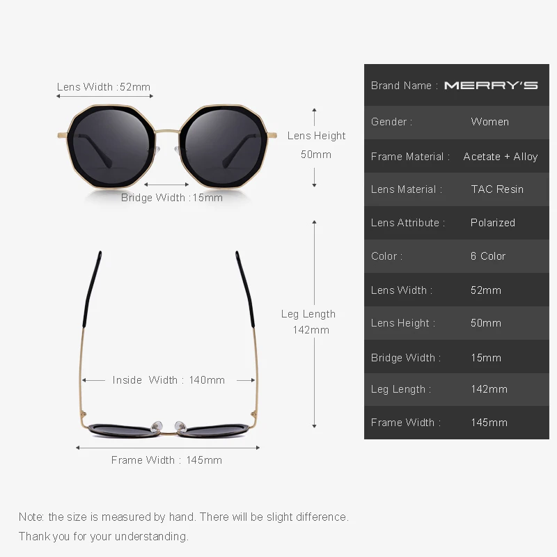 MERRYS дизайн для женщин Модные поляризованные солнцезащитные очки для полигоновая оправа металлические дужки UV400 защита S6228