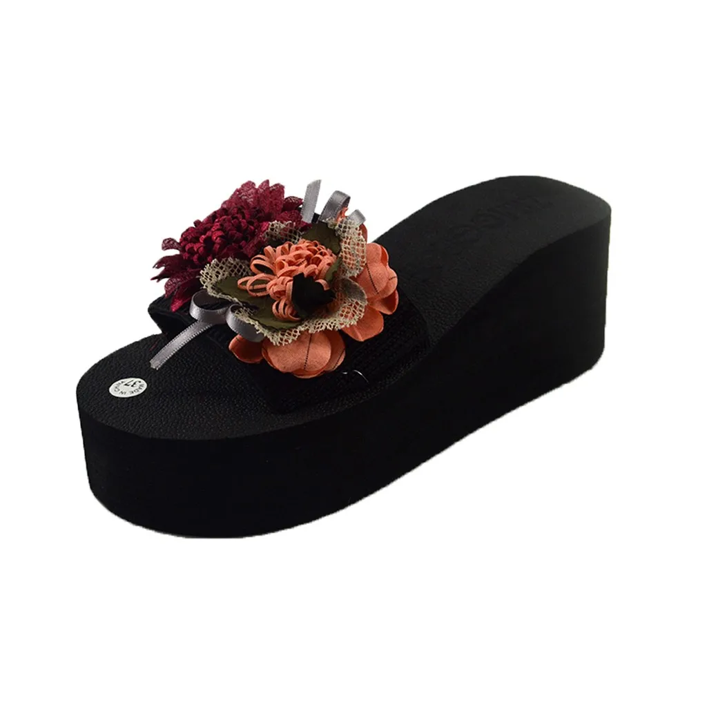 

SAGACE Women Bohemia Wedge Slippers Home Bathroom Beach Flip Flops Shoes High Quality Women's Slipper Ladies Shoes High 5cm-8cm