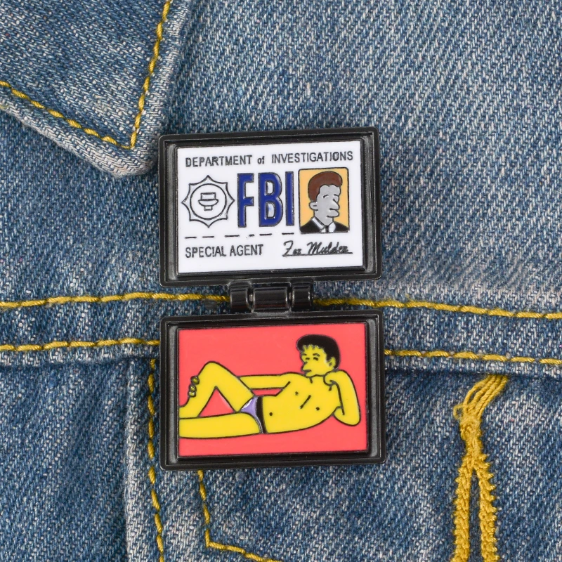 Черный кошелек с откидной крышкой значок X-file FBI Fox Mulder ID Card Эмаль Булавка бизнес специальный агент Отдел исследований