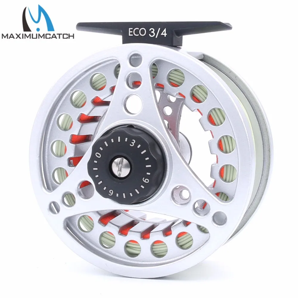 

Maximumcatch 3/4WT ECO Fly Reel Large Arbor Aluminum Pre-spooled Fly Fishing Reel with Floating Fly Line Backing Line Leader