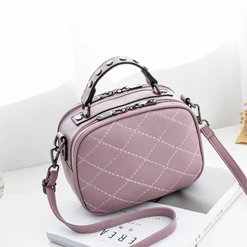 

New Fashion Women Messenger Bags Small Top-handle Bag With Embroidery Pu Leather Handbags Small Shoulder Bags Female LSH381
