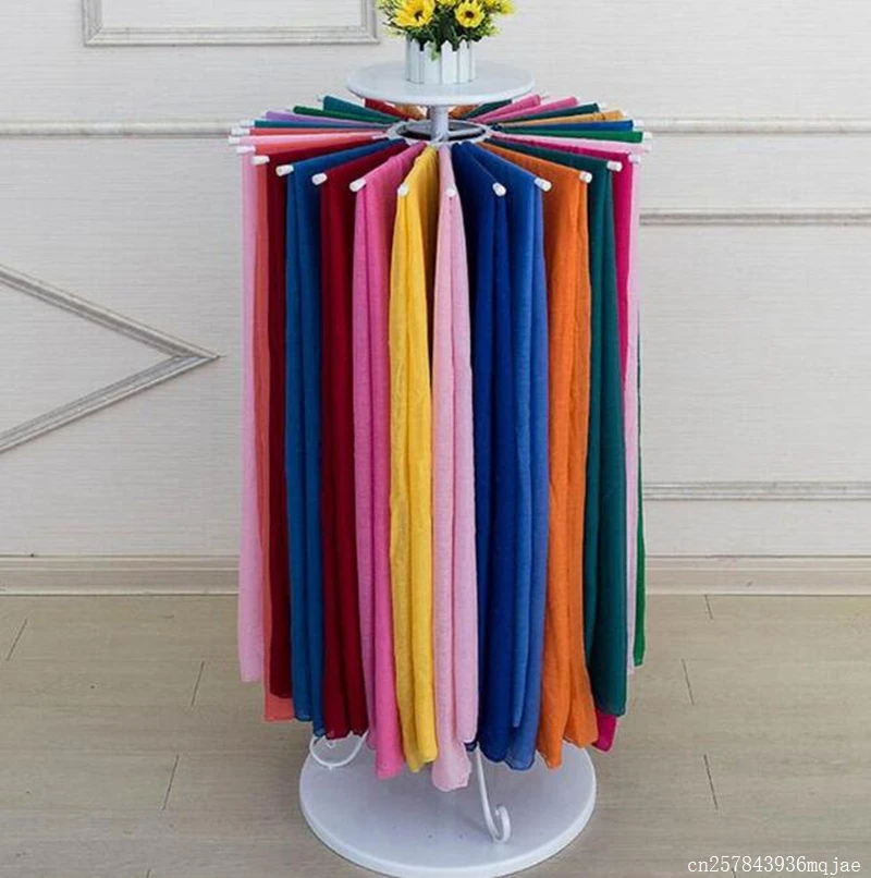

Clothing Display Shelves Floor Type Cloth Organizer Wrought Iron Spinning Fabrics Of Silk Scarf Shelves for Clothing Store