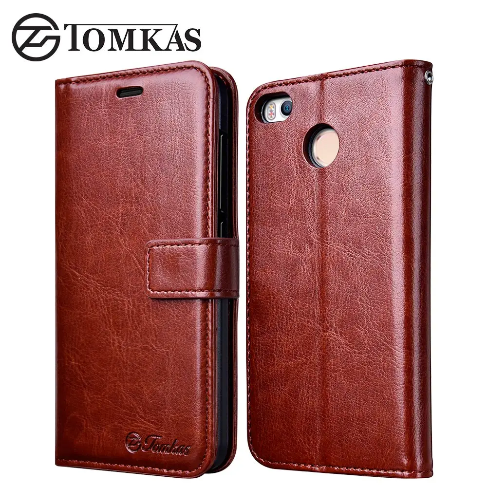 Tomkas Xiaomi Redmi 4x чехол кожаный бумажник PU с Стенд откидная крышка Coque случае