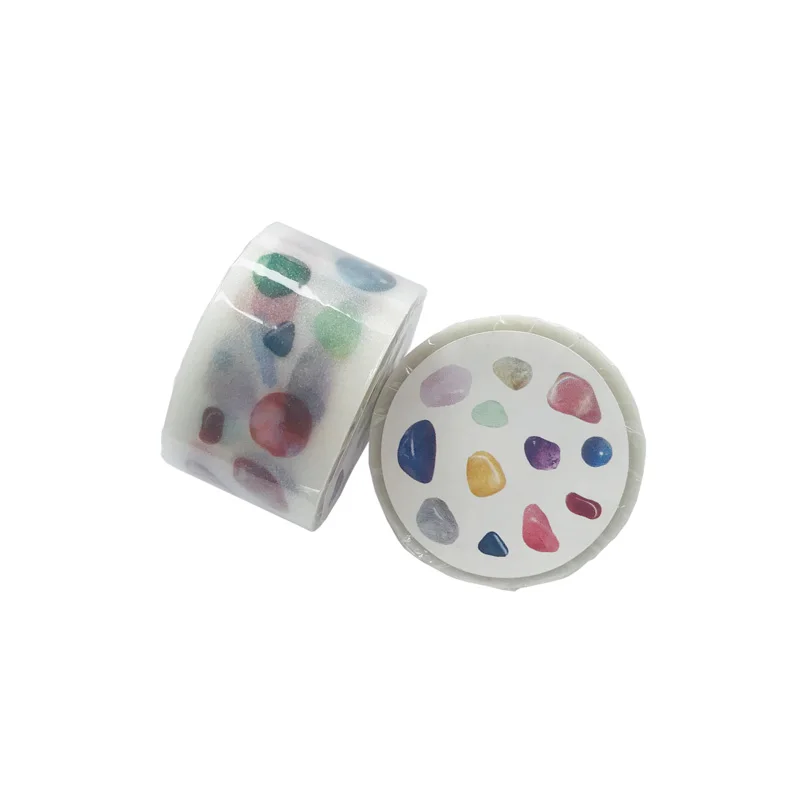 1 Roll 25mm*3m Fresh Natural Stones Shells Diamond Glass Balls Masking Tape Album Scrapbooking Decor Label Washi Tape - Color: F