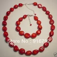 Реального красный коралл ожерелье браслет(C0322