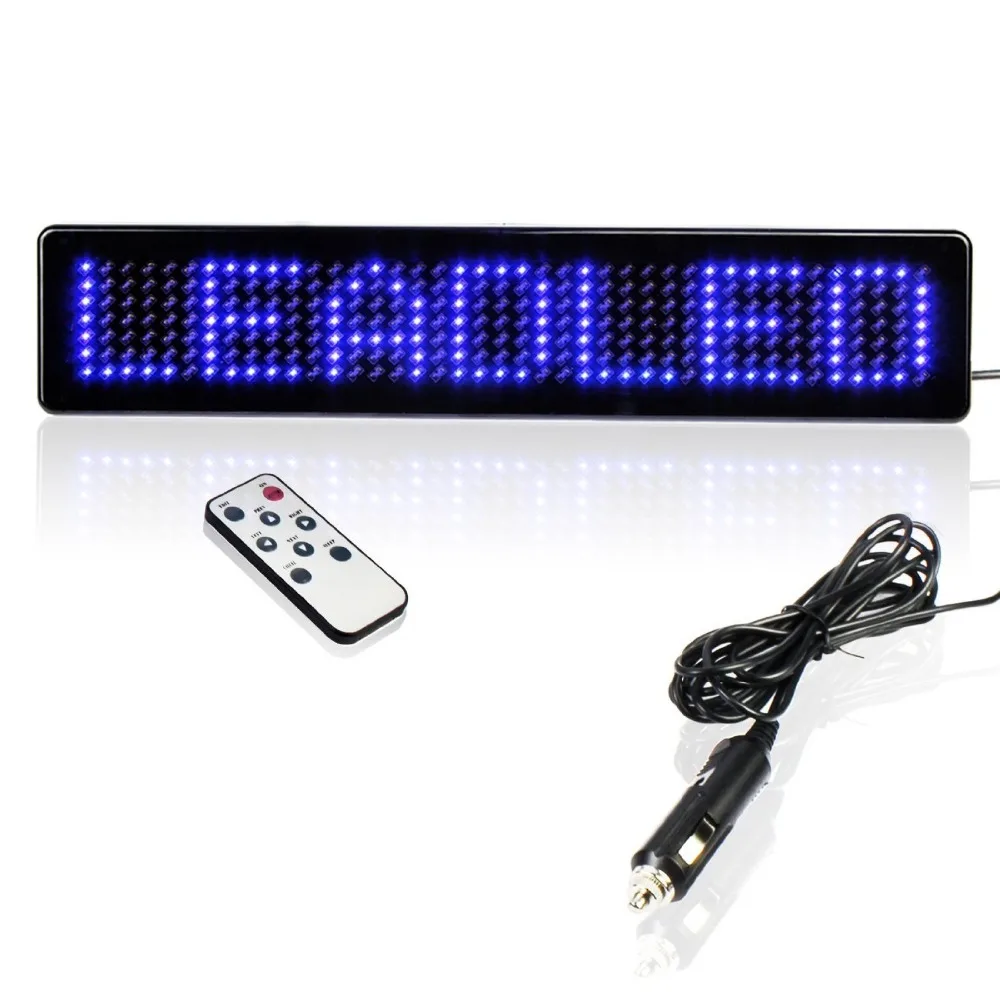 

23CM 12V LED Car Sign Remote Control Motorcycle English LED Display Board Scrolling Programmable Message Blue Cheap Diy Kit