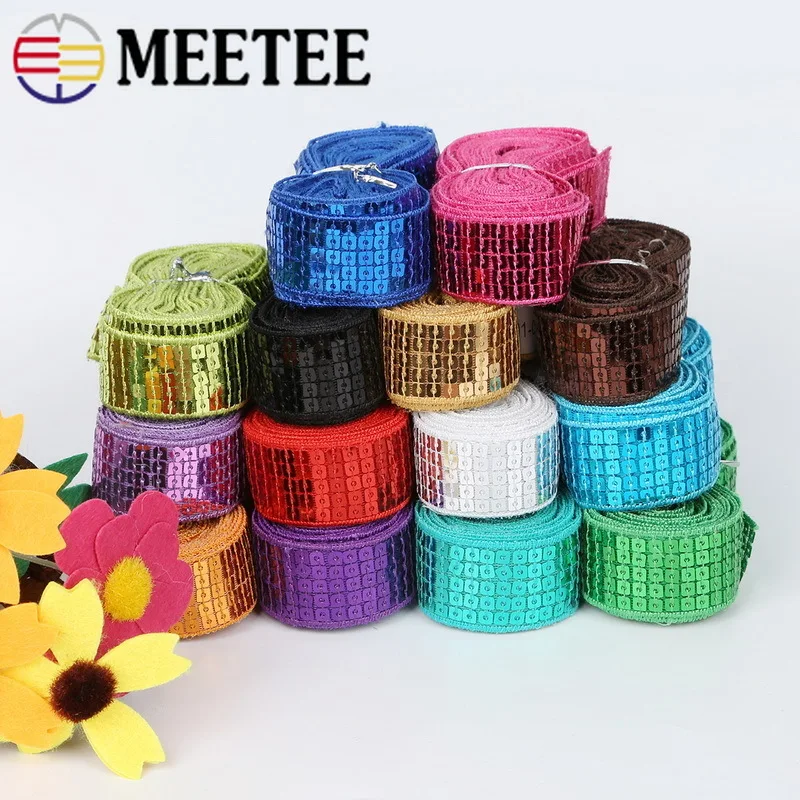 

10Yards 5-Rows Square Sequins Lace Ribbons Gold Silver Lace Trims for Dancing Garments Decoration Hat Embellishments