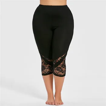 

Women summer fitness lace patchwork leggings fashion 2018 clothes black ladies high elastic waist skinny workout pants leggings