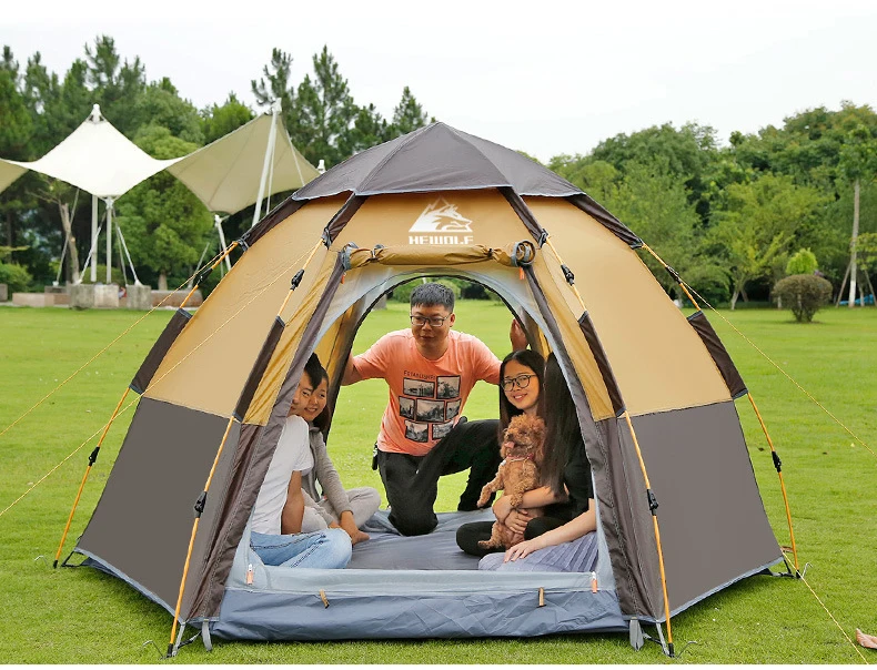 Hewolf всплывающая палатка с быстрым автоматическим открыванием, водонепроницаемая туристическая палатка для путешествий на открытом воздухе, 5 человек, двухслойные Семейные палатки для кемпинга