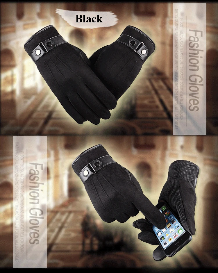 Лучшие теплые зимние мужские перчатки из искусственной замши черные кожаные перчатки мужские кожаные перчатки Зимние перчатки для мужчин