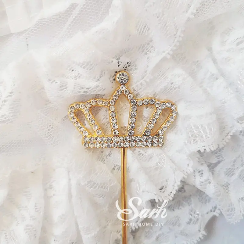 Принцесса Принц свадебное украшение на День святого Валентина Корона торт топперы для жены и мужчины принадлежности для юбилейной вечеринки выпечки прекрасные подарки - Цвет: 2pc diamond crown