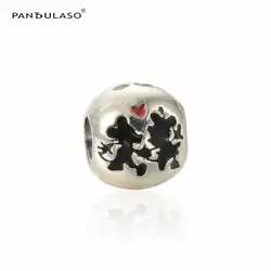 Pandulaso поцелуи Мышь навсегда Шарм 925 серебро Бусины для ювелирных изделий Fit DIY Талисманы Браслеты и Ожерелья для мужчин