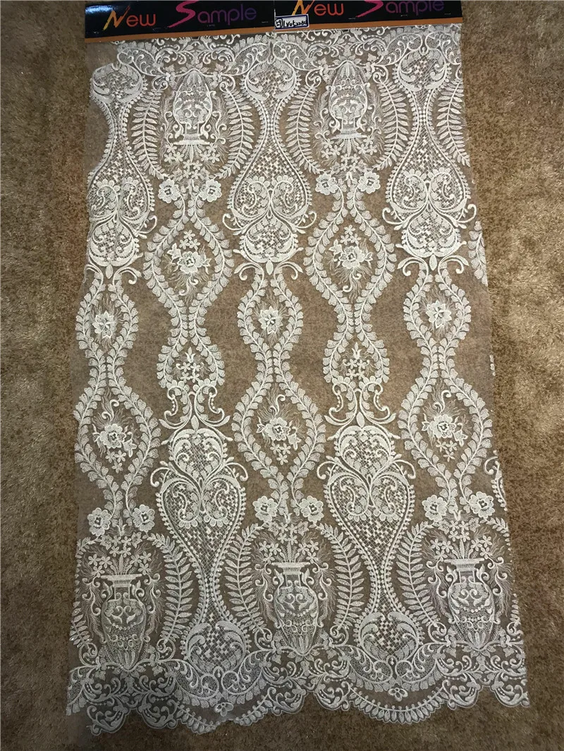 

2018 Nigerian Tulle Lace Fabric Fast free Shipping African Lace Fabric For Wedding Red Embroidery Beaded Lace Fabric