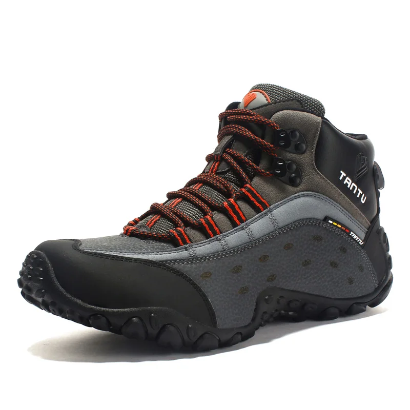 Размер 46, водонепроницаемая походная обувь, мужские походные ботинки, уличная походная обувь, кроссовки из натуральной кожи, зимняя обувь для альпинизма - Цвет: Gray