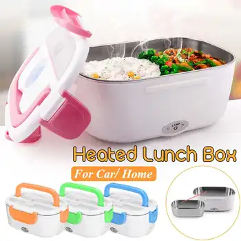 

Electric Heating Lunch Box Car + Home Plug 2 In 1 12V-24V 110V Portable Stainless Steel Liner Bento Lunchbox Food Container