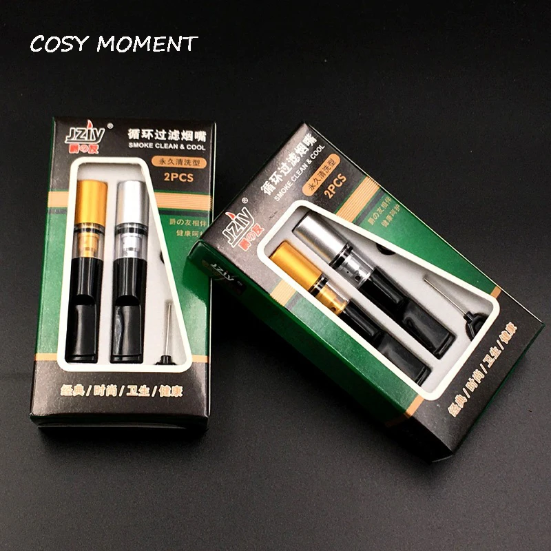 

COSY MOMENT 2pcs/box Reusable Cleaning Tobacco Cigarette Filter Mouthpiece Reduce Tar Cigarette Holder Smoking Tool SM088