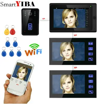 

SmartYIBA Video intercom 3*7 inch black monitor Wired Wifi intercom Camera Night Vision Remote RFID/APP Unlocking