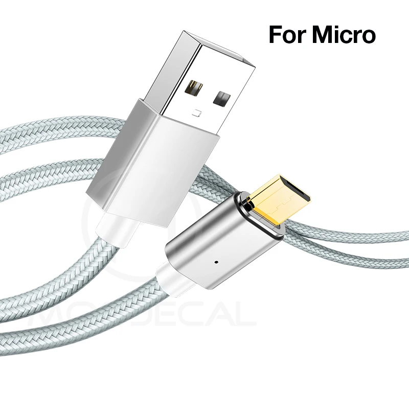 MOOJECAL светодиодный магнитный USB кабель для iPhone Xs Max 8 7 6 и usb type-C кабель Micro USB кабель для зарядки samsung Xiaomi huawei - Цвет: Silver For Micro