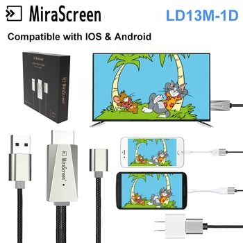 

Mirascreen HDMI Screen Player 1080P HDMI TV Stick HD TV Cable for Apple Android USB for iphoneX 8 7 6 and Android Series