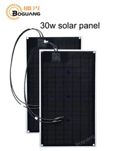 Boguang 2pcs 30w solar panel PCB module ETFE Monocrystalline cell for 12v battery LED light car RV yacht electric charge power
