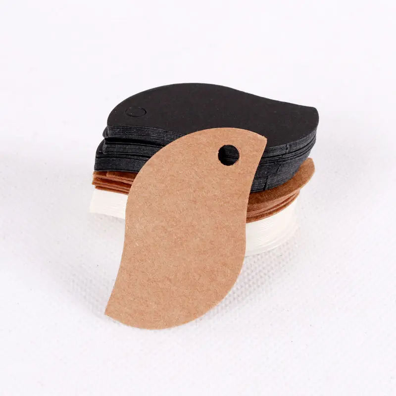 100pcs Leaf Shape Kraft Paper Hang Tags Wedding Party Favor Label Price Gift Card Black White Brown Color Jewelry Display | Украшения и