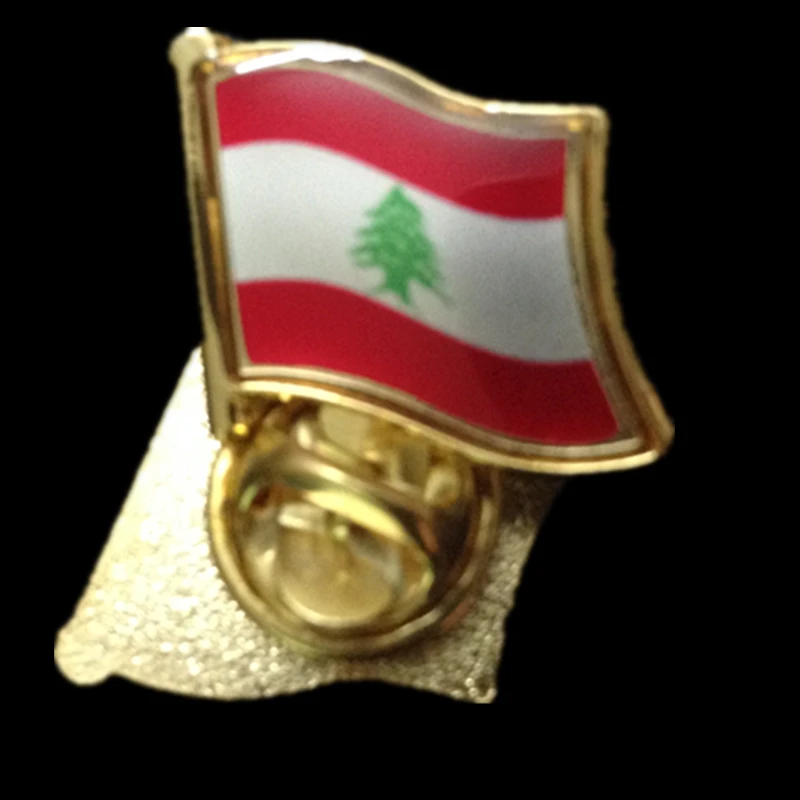The Lebanon banner gold plated flag badge gift with button badge