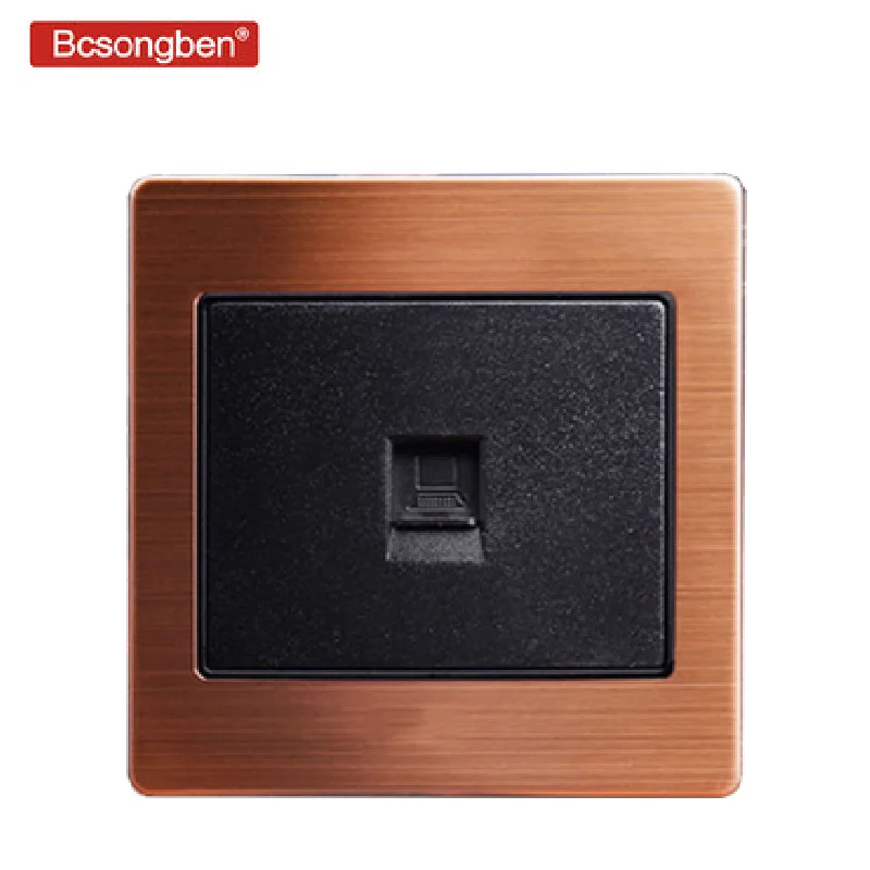 

Type 86 Luxurious Rose gold black wall weak electricity socket computer socket network