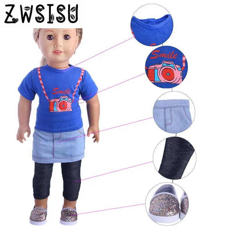 

Fashionable leisure 4 piece set, apply to 18 inch American , dolls, gifts, doll accessories, (not shoes)n1065