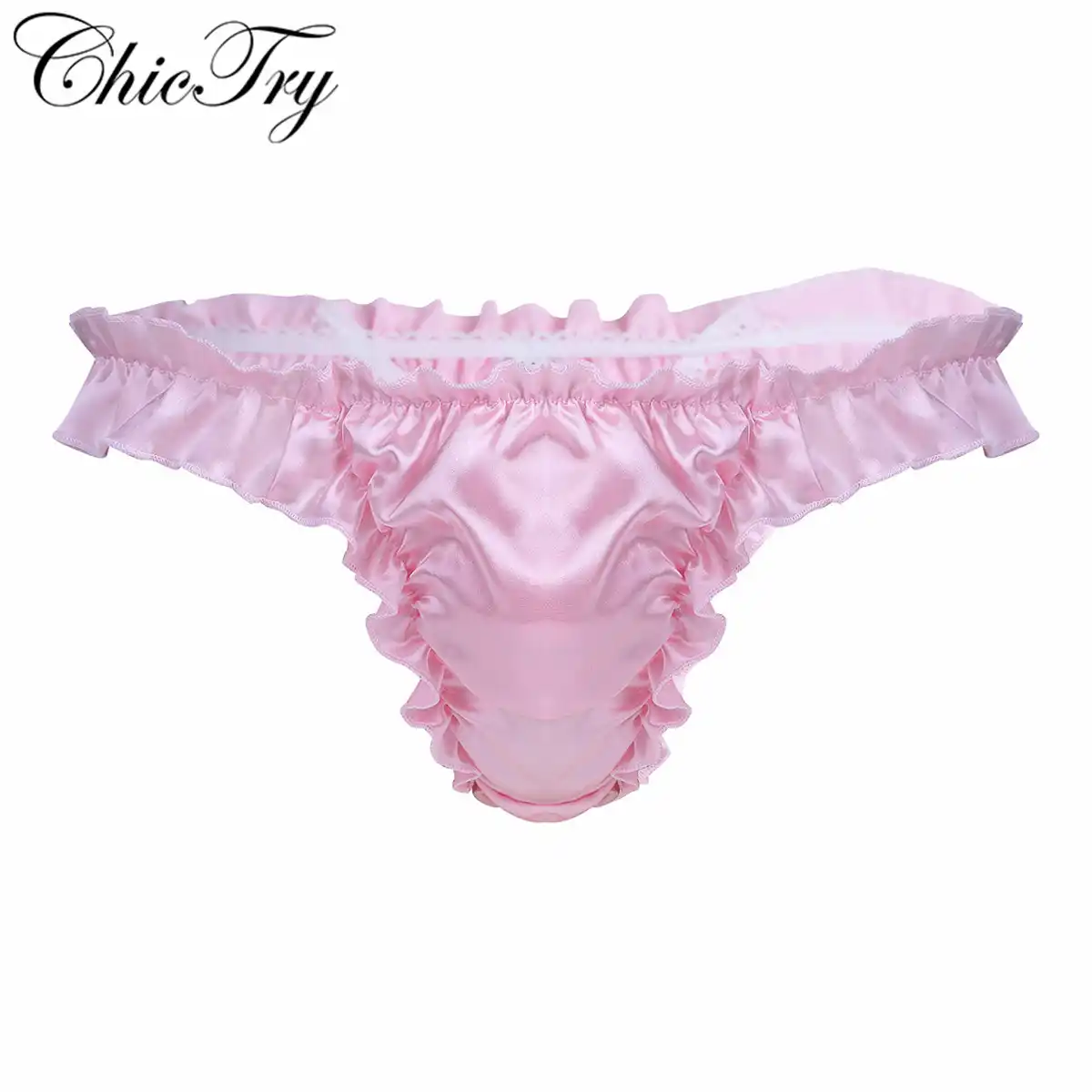 CHICTRY Mans G-String Elastic Ruffled Trimming Sissy Pouch Underwear Panties
