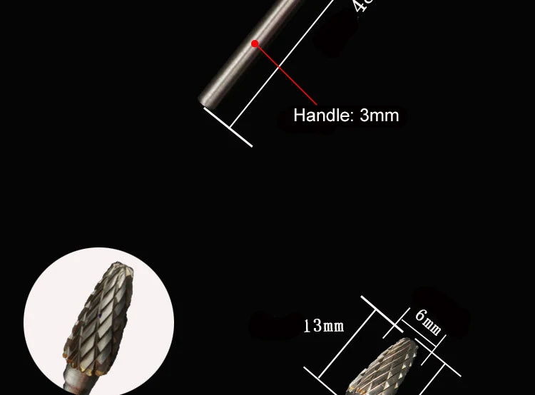 10 шт. 3/2. 35 мм хвостовиком Вольфрам карбида фреза Burr Double Diamond Cut для Dremel Электрический шлифовальные вращающихся инструментов