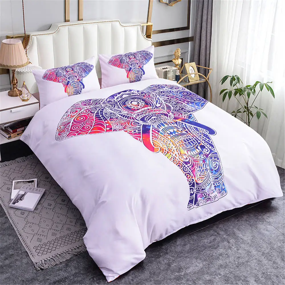 

ZEIMON Bohemia Series 3D Bedding Sets Indian Elephant Printing Room Decoration 3pcs Duvet Cover Pillowcase Polyester For Home
