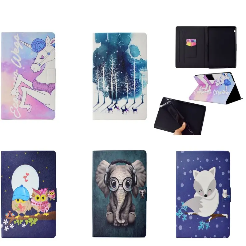 

Leather Wallet Case Cover for Huawei MediaPad T3 10 AGS-L09 AGS-L03 Honor Play Pad 2 9.6" Accessory Flip Unicorn Owl Coque Etui
