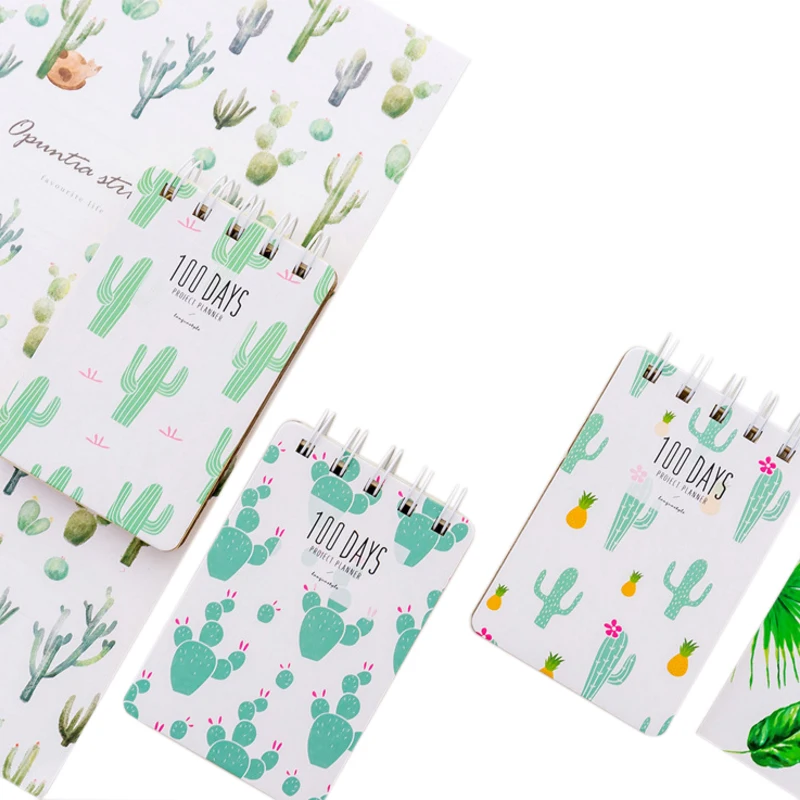 

1pcs/lot New Japanese Small Fresh Style Notebook Cactus Pattern Coil Binding Notepad Office School supplies