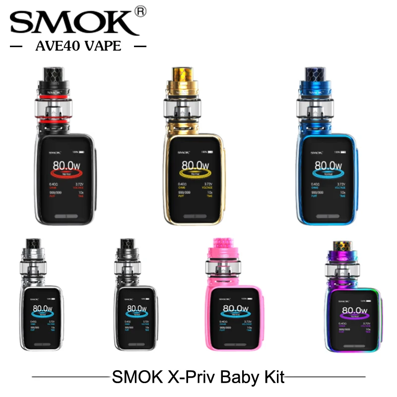 

Original SMOK X-Priv Baby Kit built-in 2300mAh large capacity Battery 80w Output TFV12 Big Baby Prince tank Vaporizer Vape
