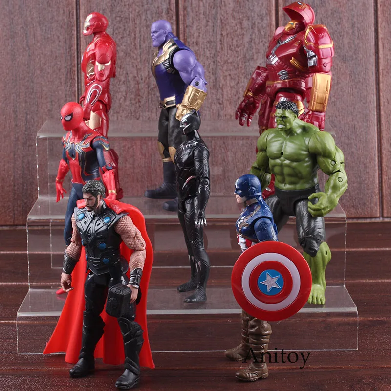Comprar Los Vengadores 3 guerra del infinito Pantera Thor Capitán América Spiderman Thanos Hombre de Hierro PVC figura de Marvel juguetes para niño